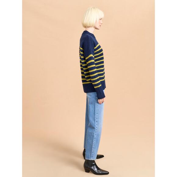 La Ligne Marin wool cashmere Sweater Navy CHARTREUSE M - Picture 5 of 13